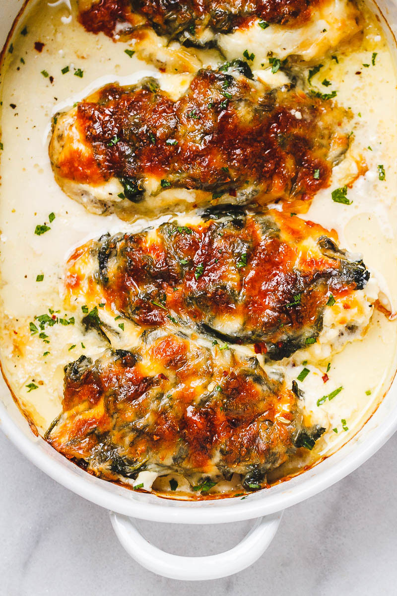 baked chicken casserole recipe with spinach