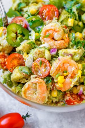 Shrimp Avocado Corn Salad with Summer Vinaigrette