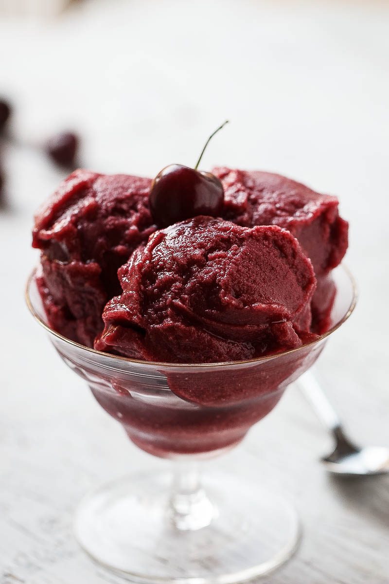2-Ingredient Honey Cherry Sorbet - Paleo, Dairy-Free, Vegetarian, Gluten-Free. When it comes to dessert, you really can't get much healthier than this!