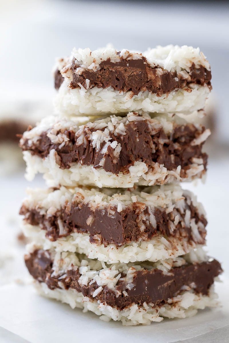 Chocolate Coconut Bars - These simple and delicious chocolate bars require no baking and are completely sugar free!