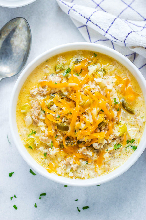 Creamy Cauliflower Rice Chicken Soup - #recipe by #eatwell101 - https://003.wrwe1r1zs3czx3c.workers.dev/creamy-cauliflower-rice-chicken-soup