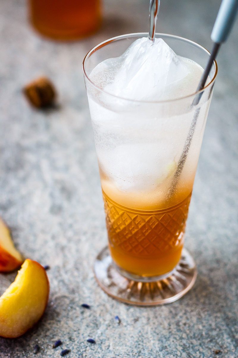 Peach Lavender Shrub Cocktail - Fragrant and delicate, this is the perfect cocktail recipe for anyone who loves to make their own mixers. 