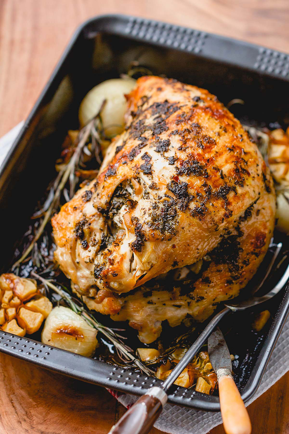 Roasted Turkey Breast with Garlic Herb Butter - An epic Thanksgiving holiday meal loaded with flavor and a super juicy meat. 