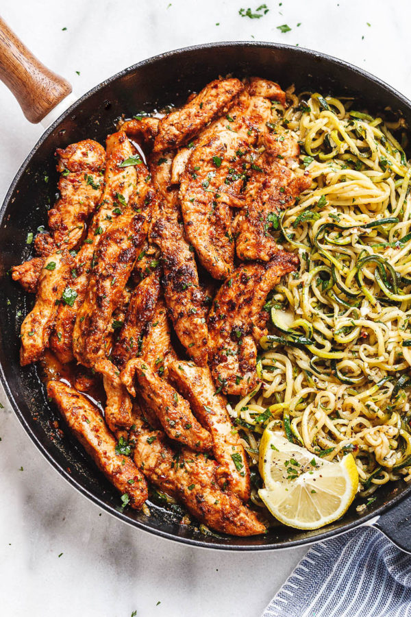 Taco Chicken Tenders with Lemon Garlic Butter Zucchini Noodles - #recipe by #eatwell101 - https://003.wrwe1r1zs3czx3c.workers.dev/taco-chicken-tenders-recipe