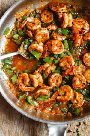 Easy Jerk Shrimp Skillet