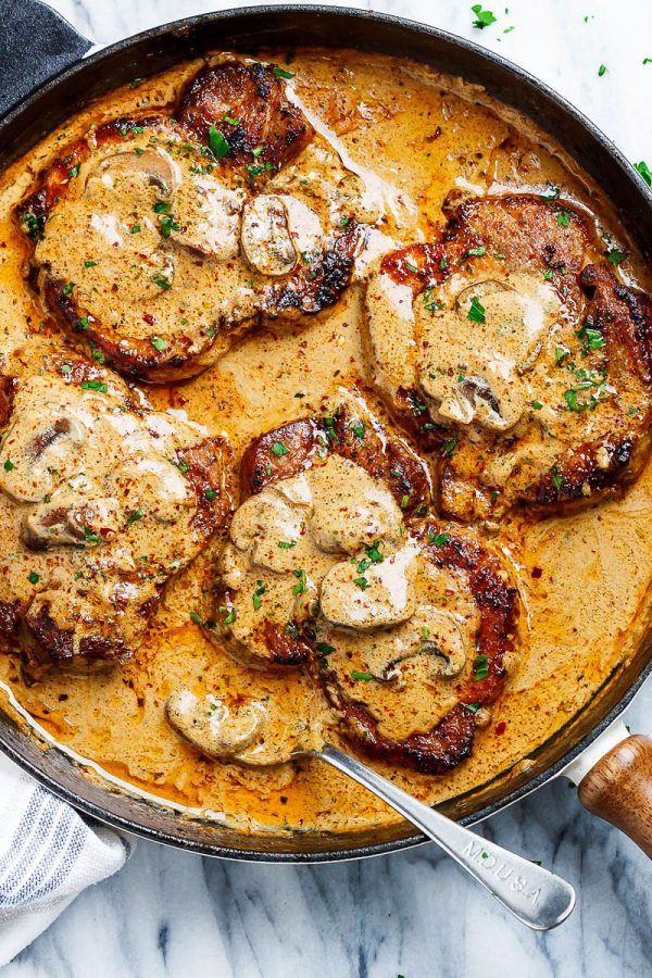 Creamy Mushroom Pork Chops Recipe - #recipe by #eatwell101 - https://003.wrwe1r1zs3czx3c.workers.dev/garlic-pork-chops-in-creamy-mushroom-sauce