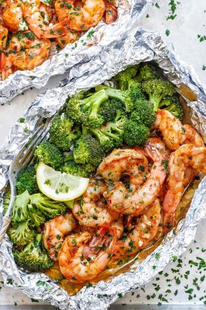 Shrimp and Broccoli Foil Packs