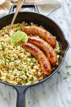 Italian Sausage with Cilantro Lime Cauliflower Rice