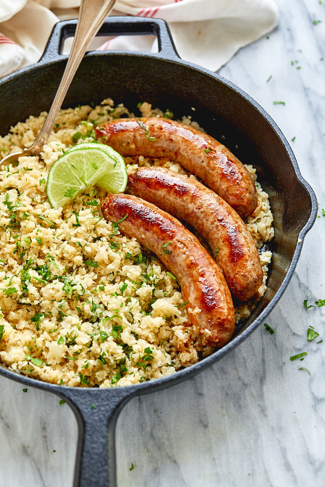 Italian Sausage with Cilantro Lime Cauliflower Rice