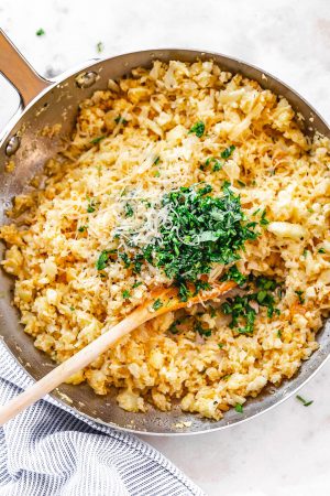 Parmesan Cauliflower Rice Skillet