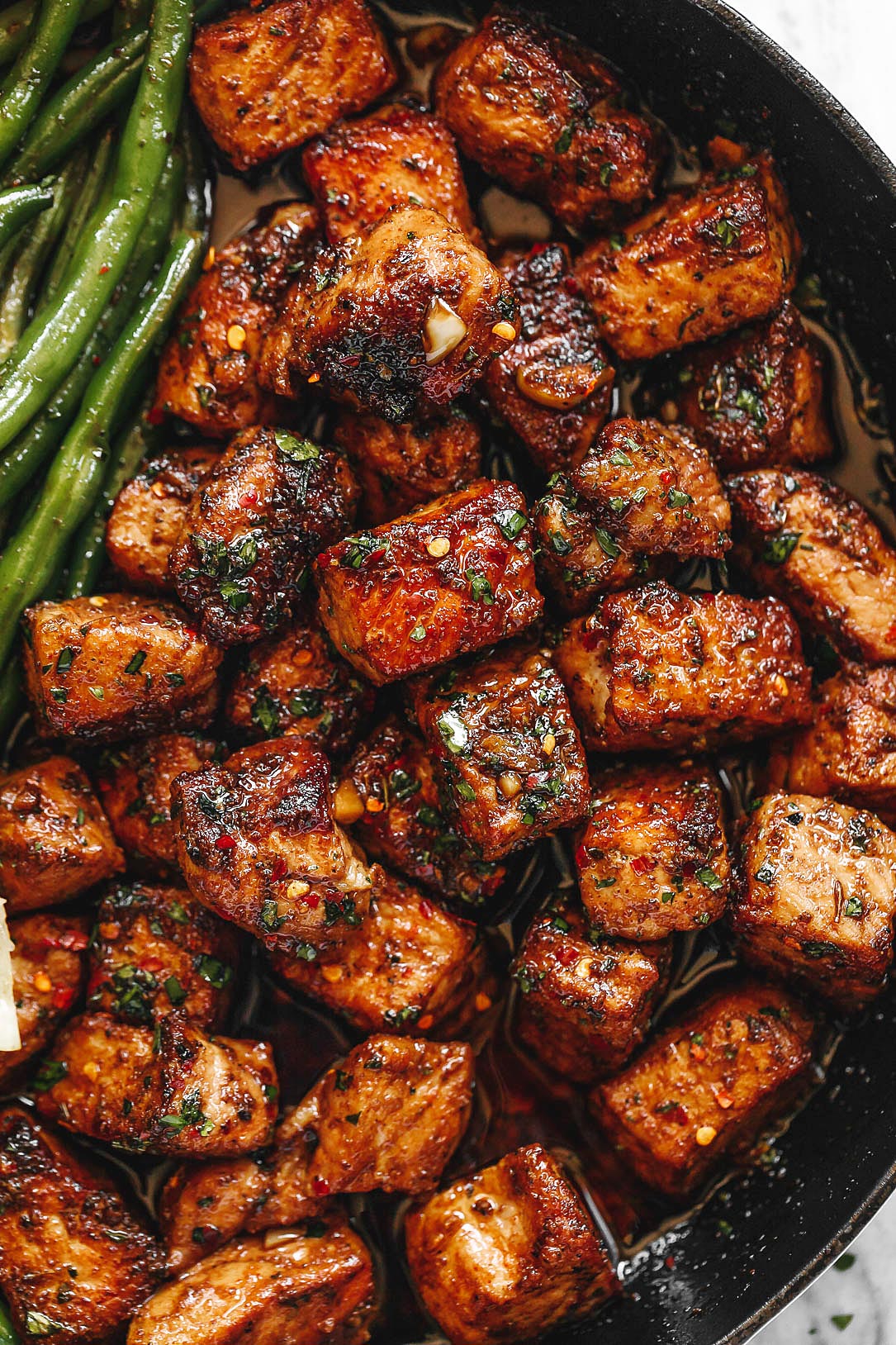 pork and green beans skillet