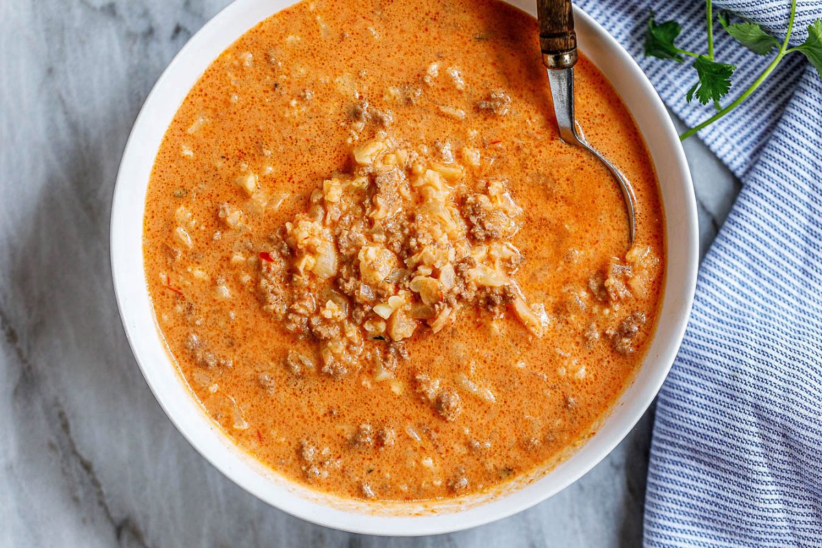 Creamy Cauliflower Ground Beef Soup
