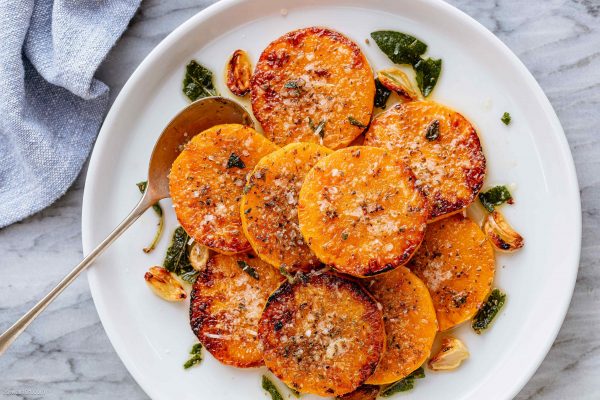 Roasted Butternut Squash with Garlic Butter Parmesan