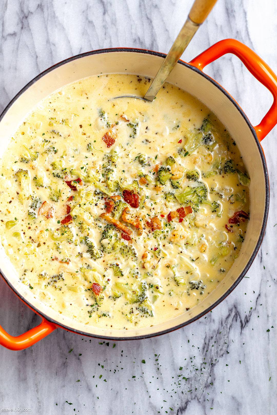 Broccoli Cauliflower Cheese Soup with Bacon
