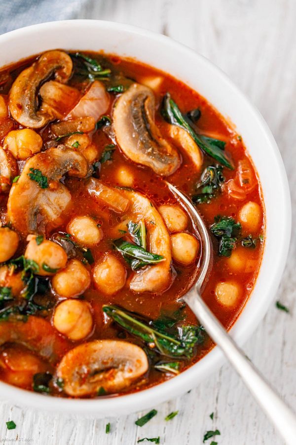 Chickpea Kale Tomato Soup {Vegan} - #recipe by #eatwell101 - https://003.wrwe1r1zs3czx3c.workers.dev/chickpea-kale-tomato-soup-recipe