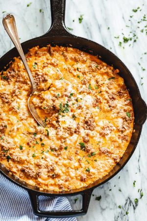 Creamy Ground Beef and Cauliflower Rice Casserole