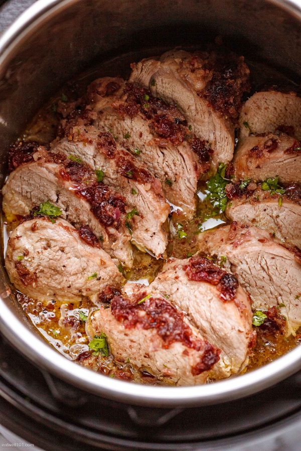 Instant Pot Pork Tenderloin with Cranberry Butter Sauce - #recipe by #eatwell101 - https://003.wrwe1r1zs3czx3c.workers.dev/instant-pot-pork-tenderloin-cranberry-butter-sauce-recipe