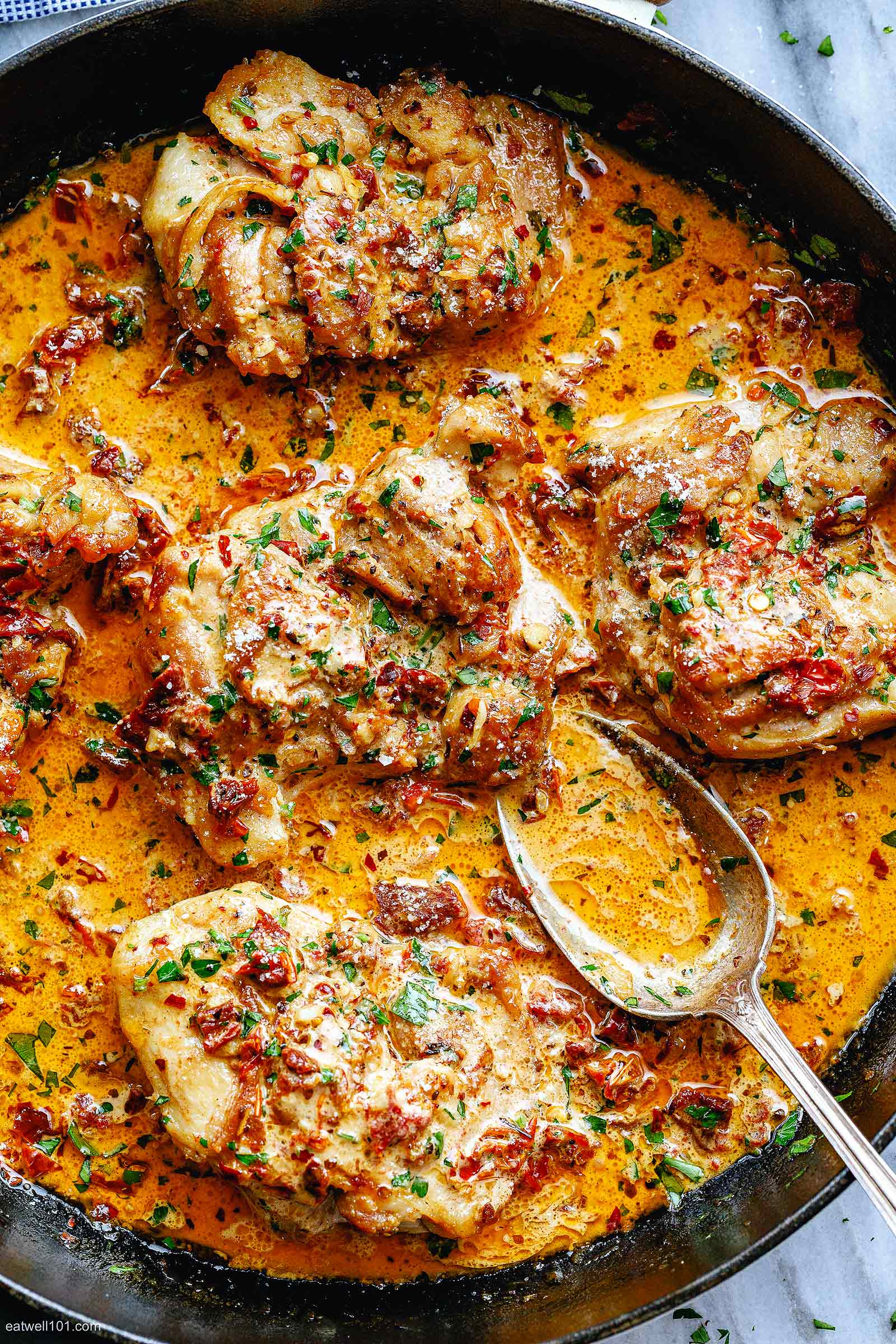 Skillet Chicken in Sundried Tomato Parmesan Cream Sauce 6