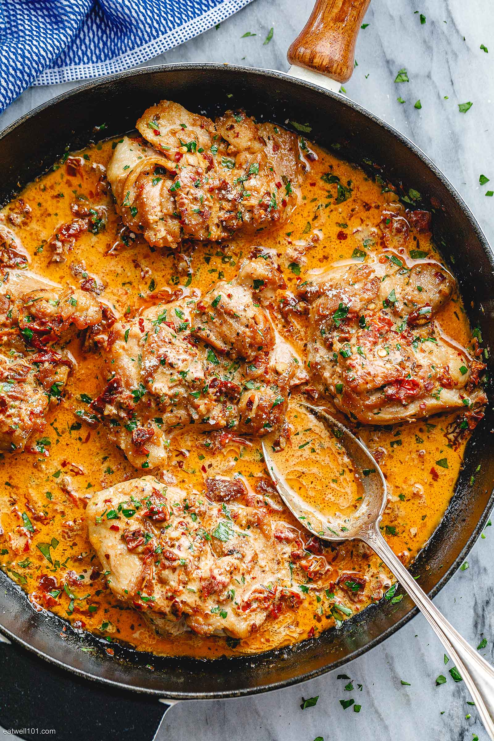 Skillet Chicken in Sundried Tomato Parmesan Cream Sauce 8