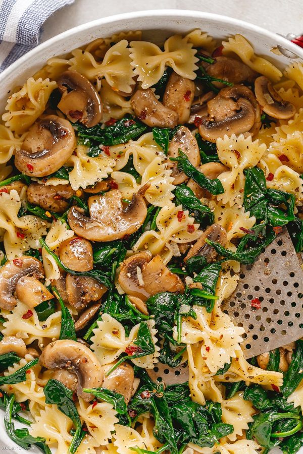 Parmesan Spinach Mushroom Pasta Skillet