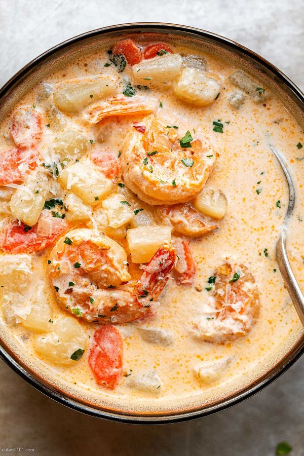 Instant Pot Creamy Shrimp Soup - #recipe by #eatwell101 - https://003.wrwe1r1zs3czx3c.workers.dev/instant-pot-potato-shrimp-soup-recipe