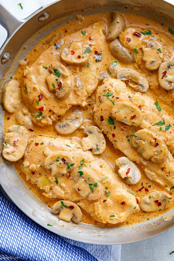 Creamy Garlic Parmesan Chicken Breasts﻿ with Mushrooms