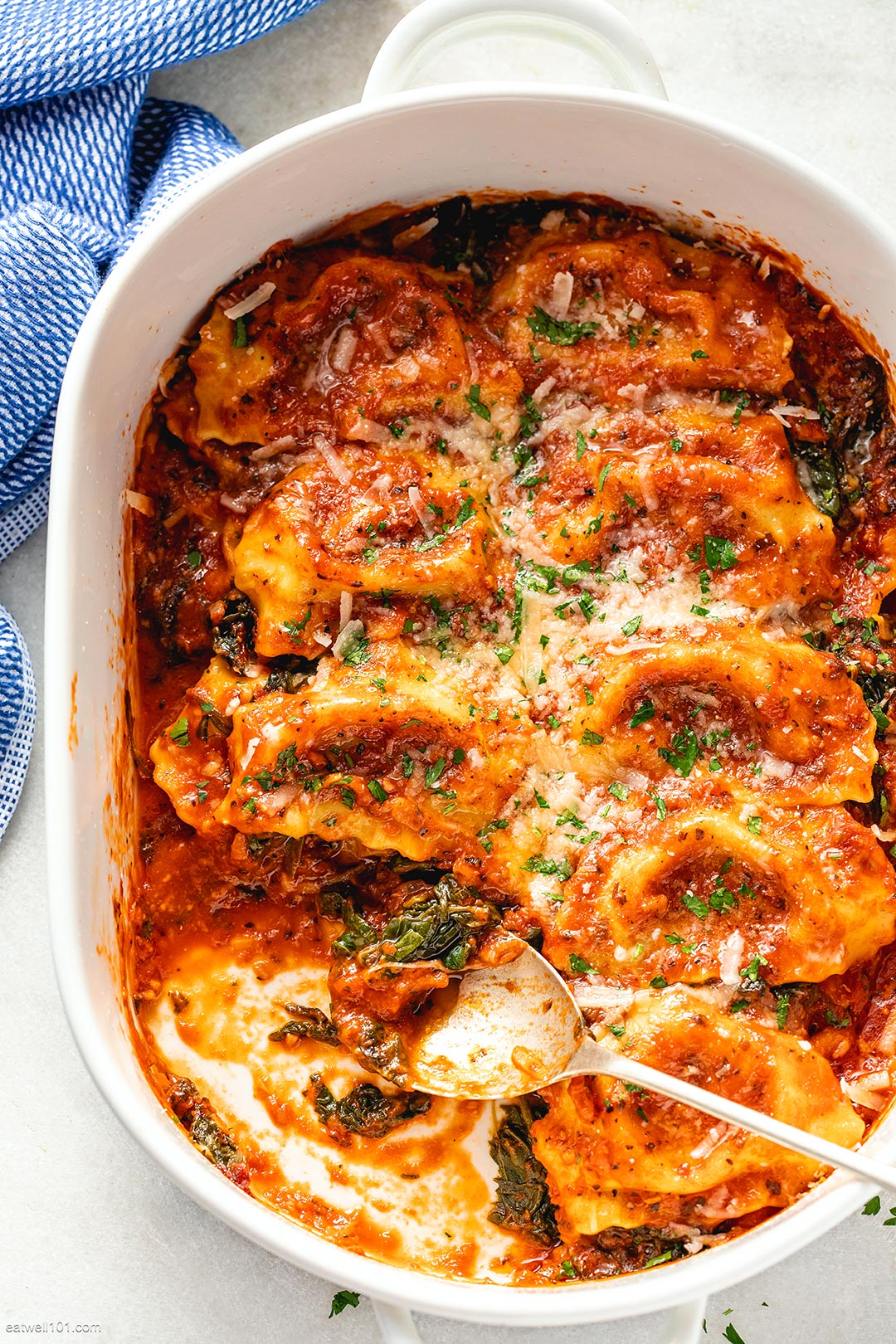 Easy Tomato Spinach Ravioli Bake recipe 2