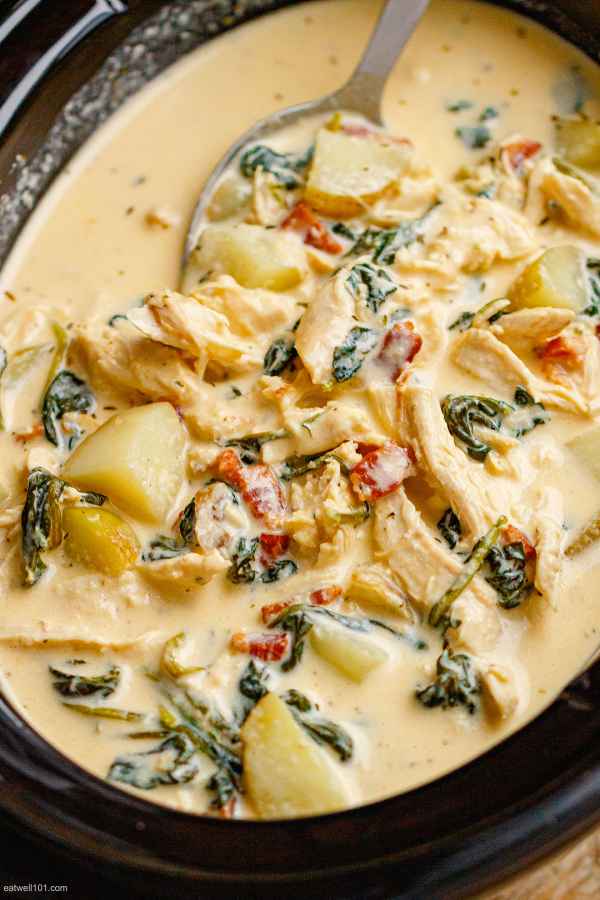 Slow Cooker Creamy Chicken  Potato Soup - #recipe by #eatwell101 - https://003.wrwe1r1zs3czx3c.workers.dev/slow-cooker-chicken-potato-soup-recipe