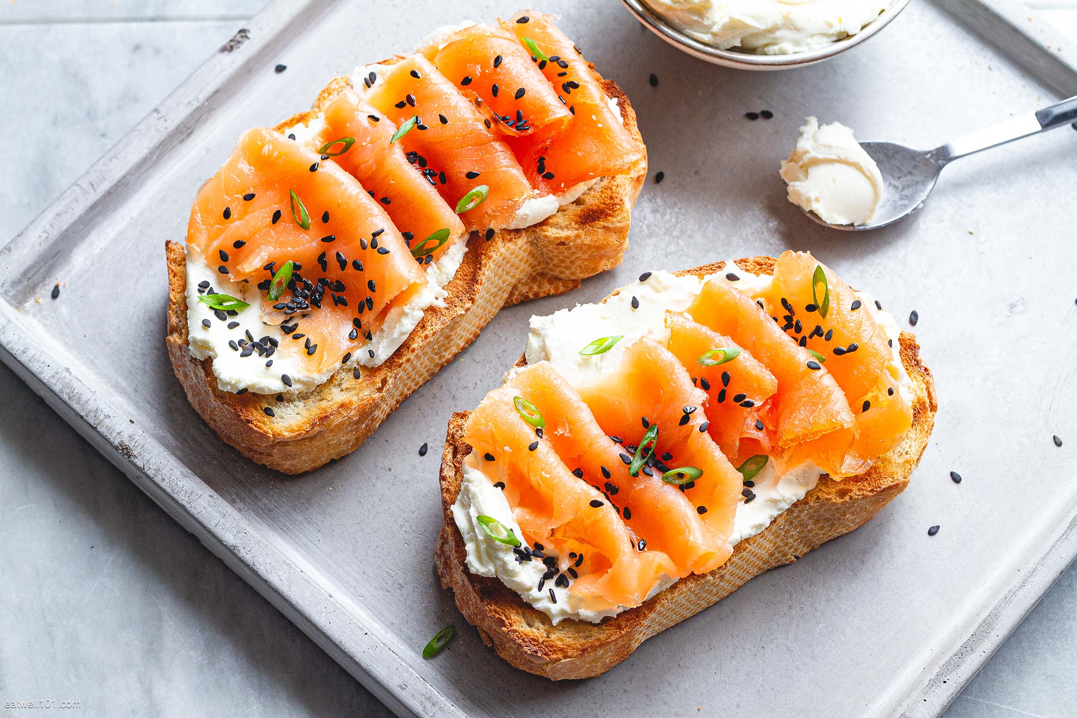Cheesy Smoked Salmon Toasts