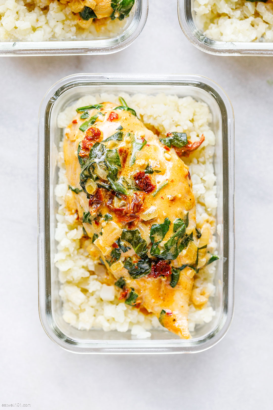 Creamy Tuscan Chicken & Cauliflower Rice Meal Prep 2