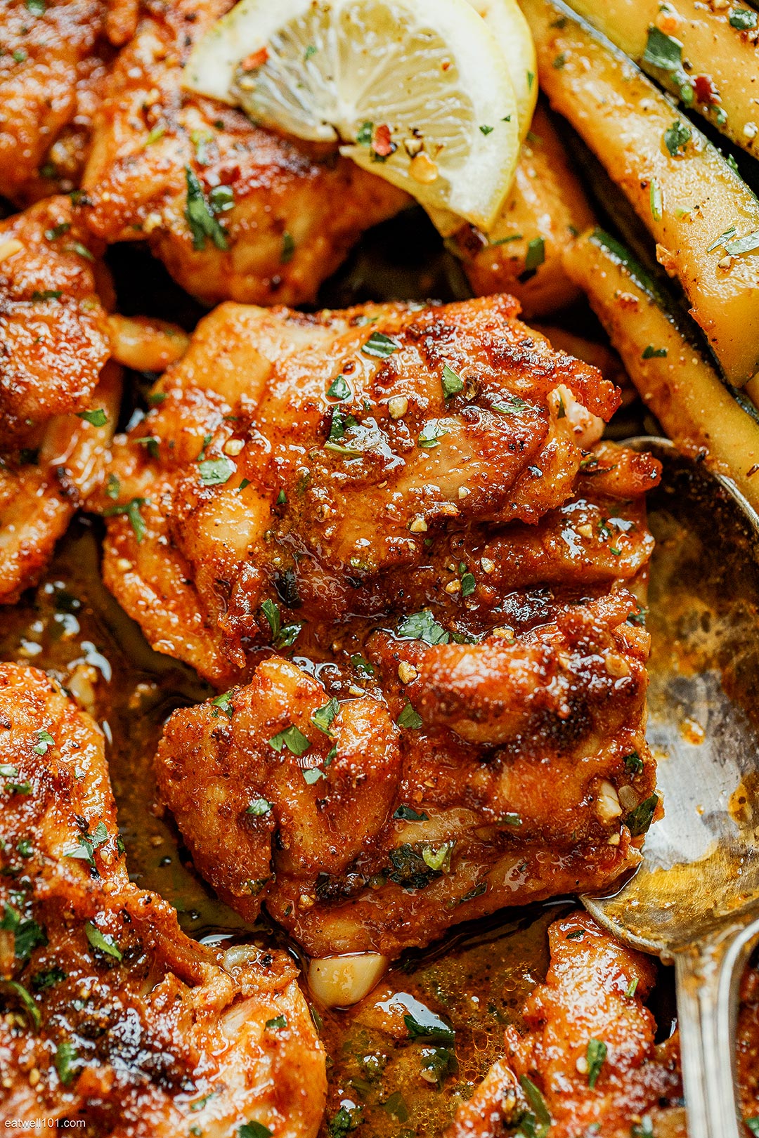 Paprika Chicken Thighs with Lemon Zucchini Skillet recipe