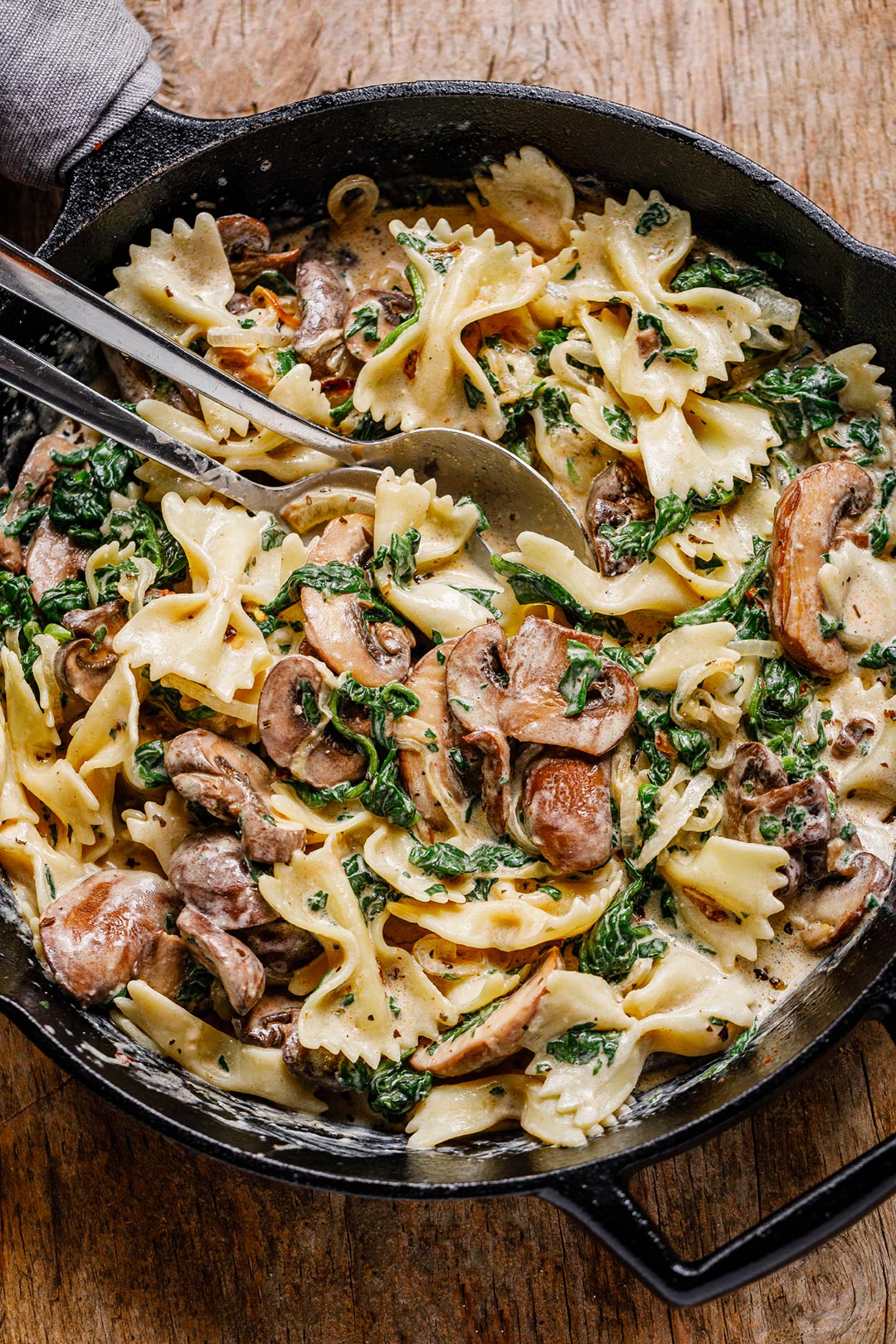 Creamy Parmesan Spinach Mushroom Pasta recipe 2