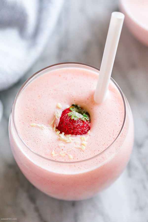 Dairy-Free Strawberry Coconut Smoothie (3-Ingredients) - #recipe by #eatwell101 - https://003.wrwe1r1zs3czx3c.workers.dev/dairy-free-strawberry-coconut-smoothie-3-ingredients