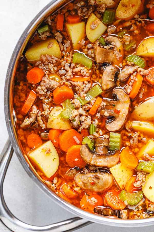Sausage Potato Soup with Carrot, Celery, and Mushrooms - #recipe by #eatwell101 - https://003.wrwe1r1zs3czx3c.workers.dev/sausage-mushroom-potato-soup-recipe