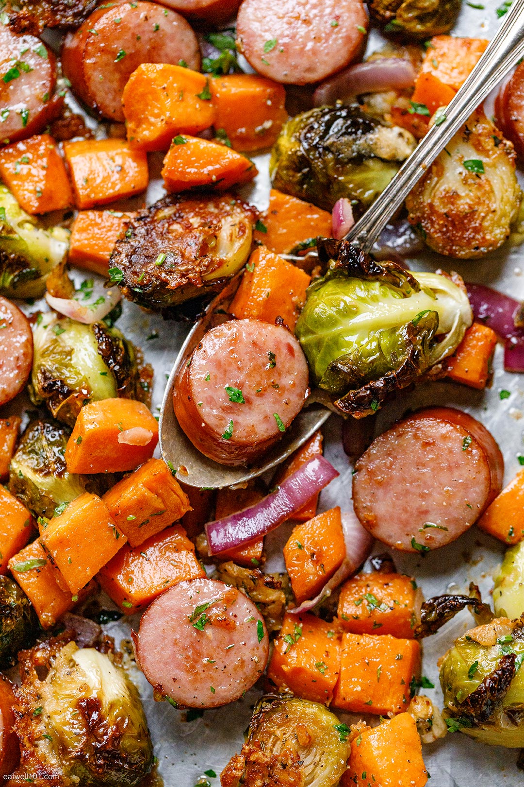 Sheet-Pan Maple-Dijon Sausage and Fall Veggies recipe