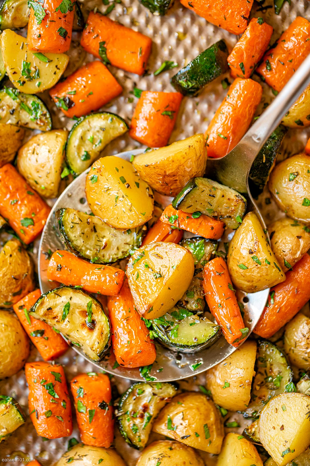 Garlic Herb Roasted Potatoes Carrots and Zucchini