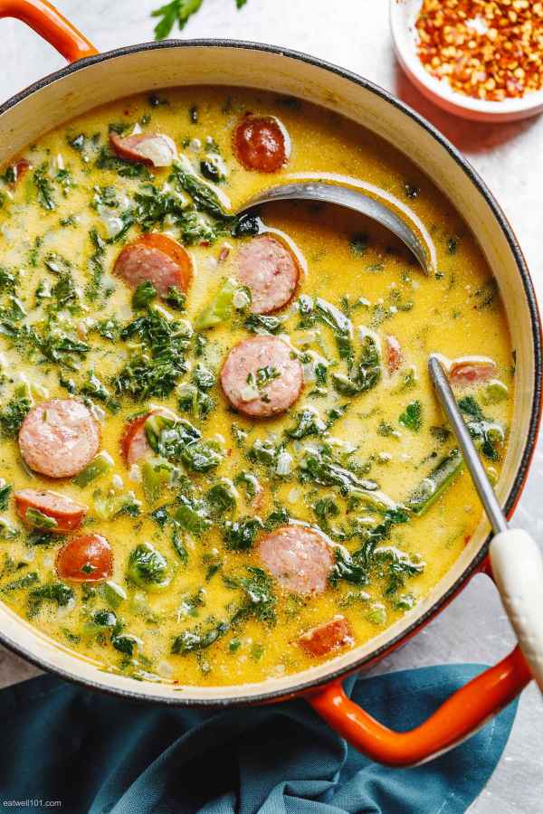 Creamy Sausage Soup With Green Vegetables