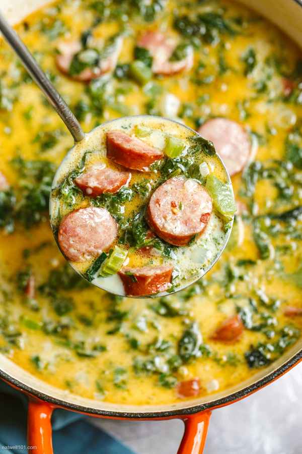 Creamy Sausage Soup With Green Vegetables