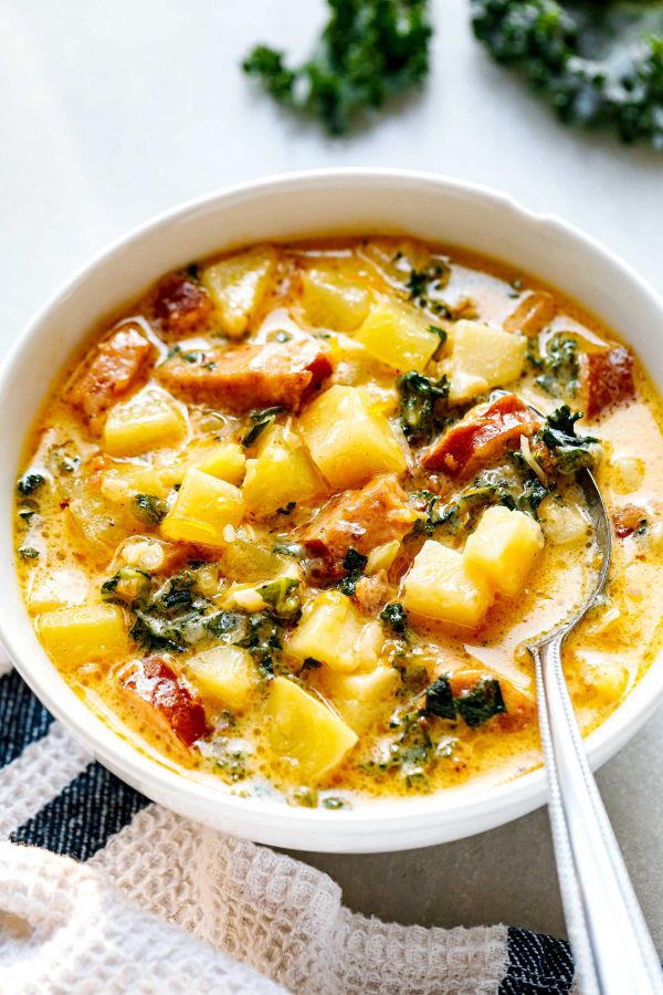 Instant Pot Creamy Sausage Soup with Kale and Potato