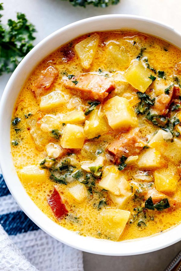Instant Pot Creamy Sausage Soup with Kale and Potato - #recipe by #eatwell101 - https://003.wrwe1r1zs3czx3c.workers.dev/instant-pot-sausage-soup-recipe