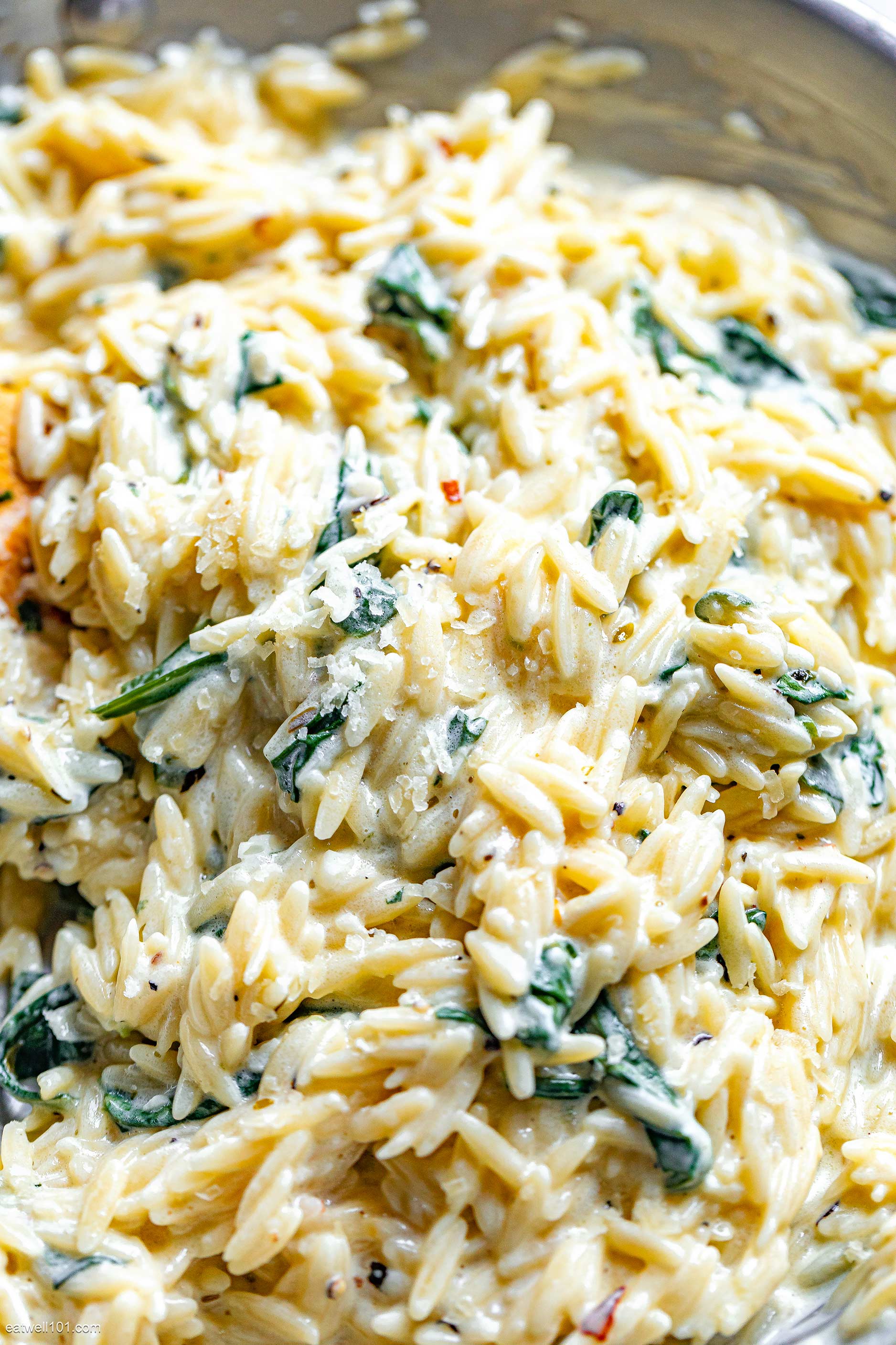 Creamy Garlic Parmesan Orzo with Spinach 2