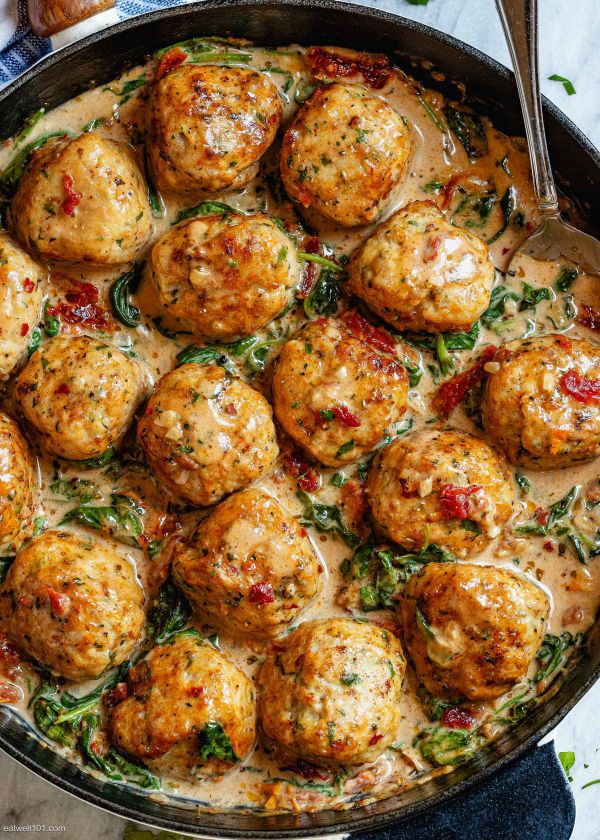 Creamy Spinach Turkey Meatballs