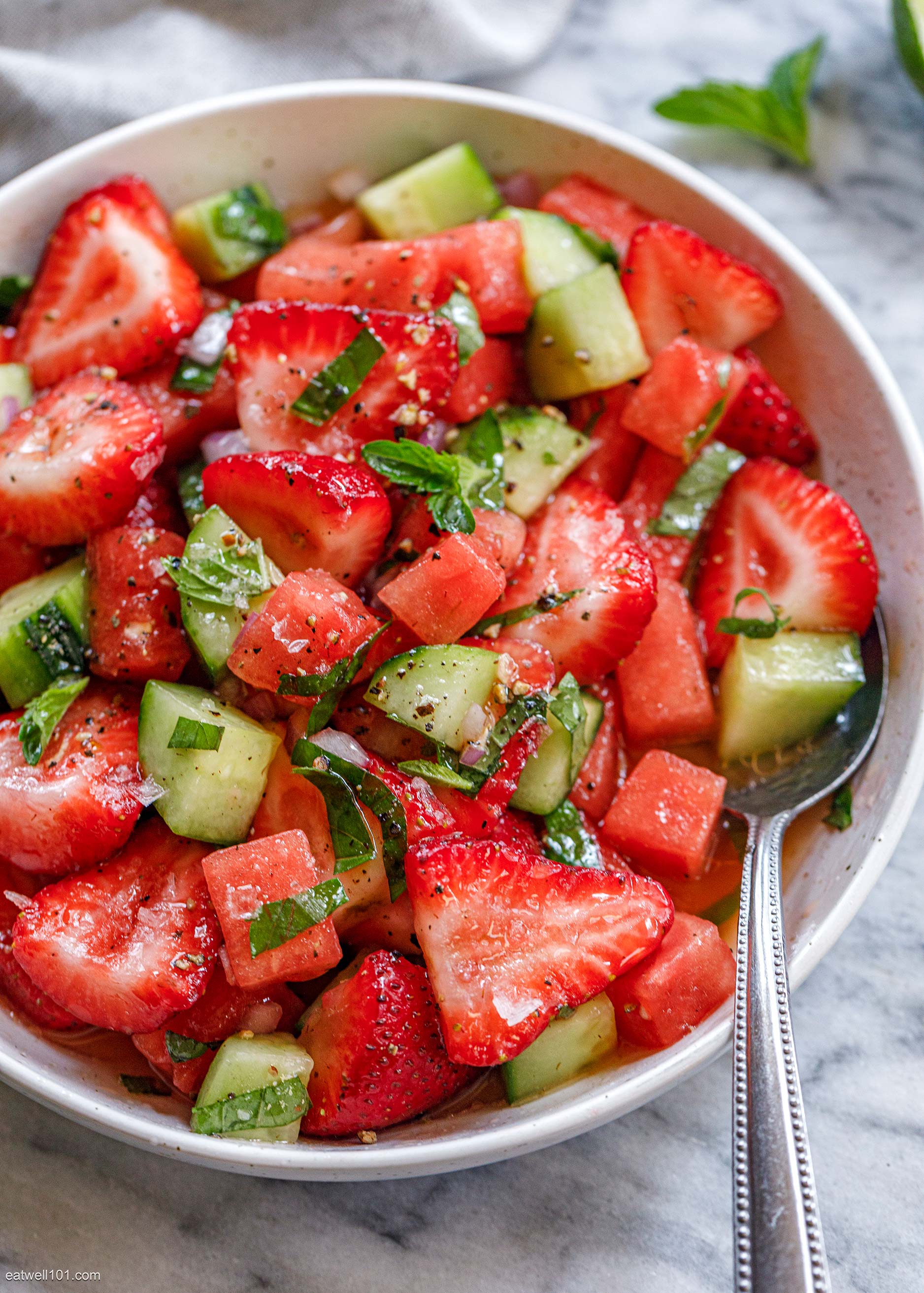 Watermelon Salad Recipe with Strawberry and Cucumber 1