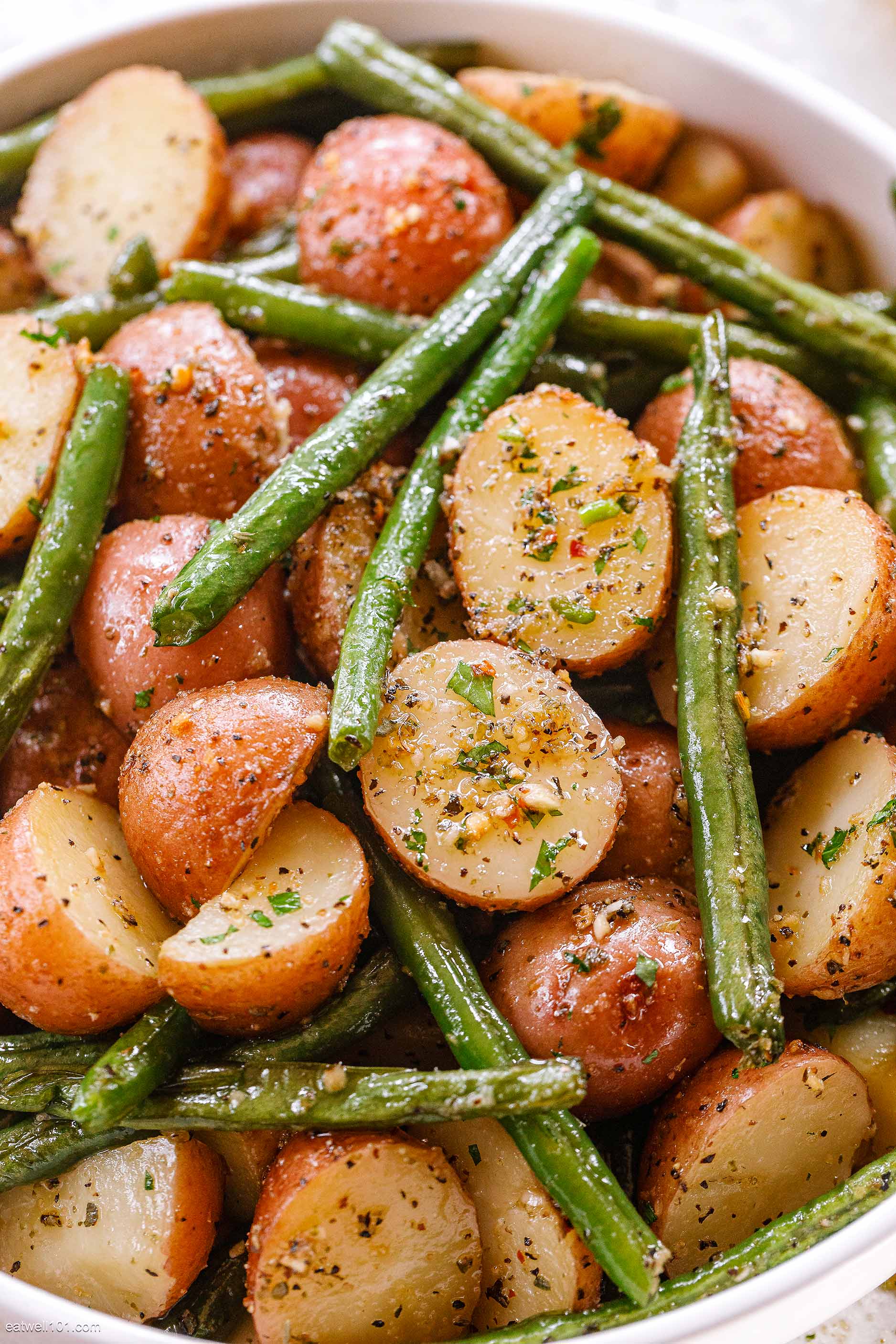 Roasted Garlic Potatoes and Green Beans