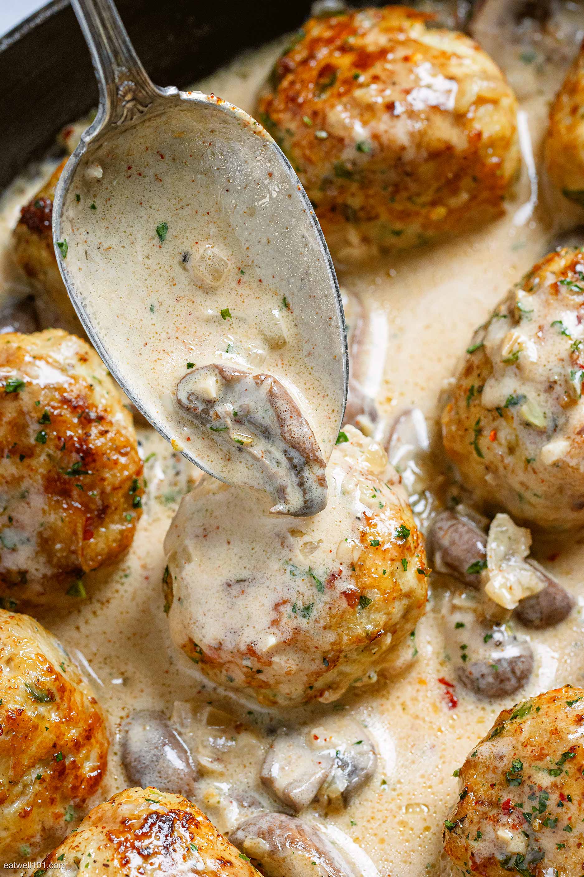 creamy mushroom turkey meatballs