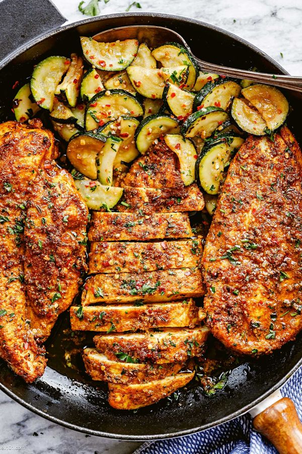 Garlic Chicken and Zucchini - #recipe by #eatwell101 - https://003.wrwe1r1zs3czx3c.workers.dev/garlic-butter-chicken-breast-recipe