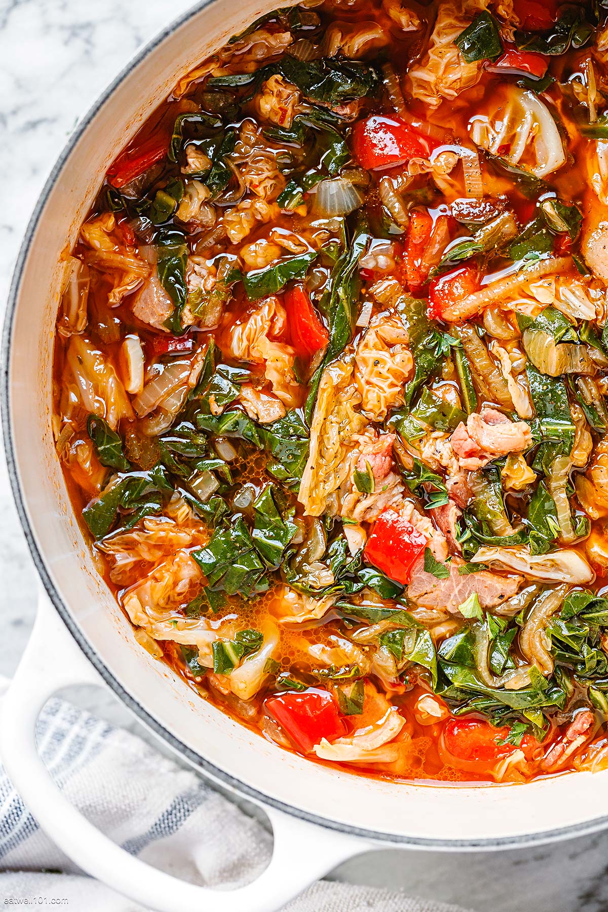 fried cabbage and collard green soup