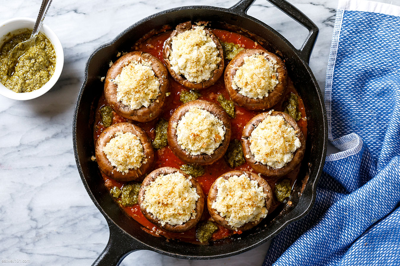 Baked Five Cheese Stuffed Mushrooms