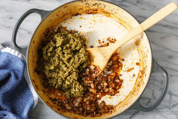 Creamy Pesto Chicken with Roasted Tomatoes