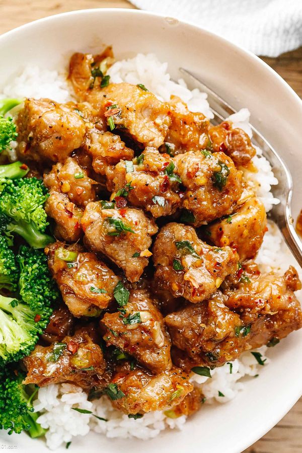 Honey Garlic Pork Rice Bowl - #recipe by #eatwell101 - https://003.wrwe1r1zs3czx3c.workers.dev/honey-garlic-pork-rice-bowl-recipe